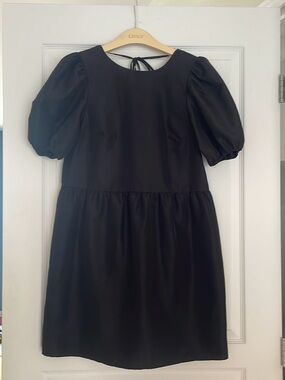 H&M Black Puff-Sleeved Dress with Lace-Up Ties at the back, Size Small
